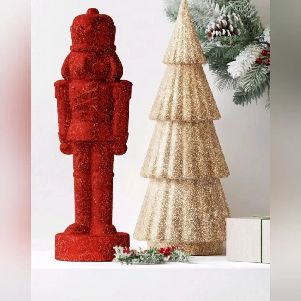 New Target 2024 Red Glittered Christmas Decorative Nutcracker, 11.5 in H